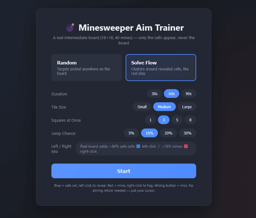 Made my own aim trainer for minesweeper